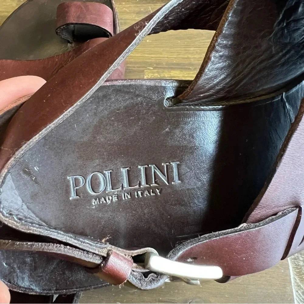 Pollini Men’s Leather Sandals Toe Ring Jesus Jerusalem Dark Brown Dust Bag Pollini Men main image 3